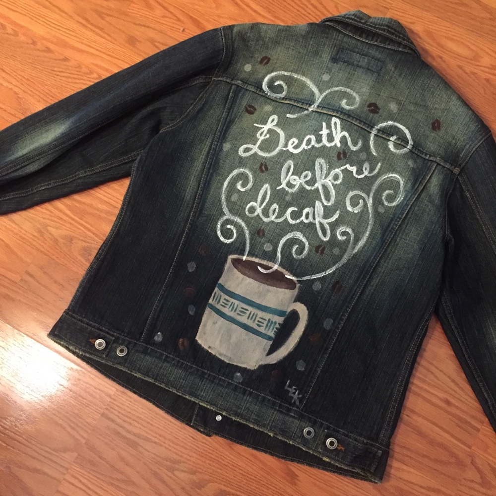 Reformation Vtg Hand-Painted Coffee Denim Jacket